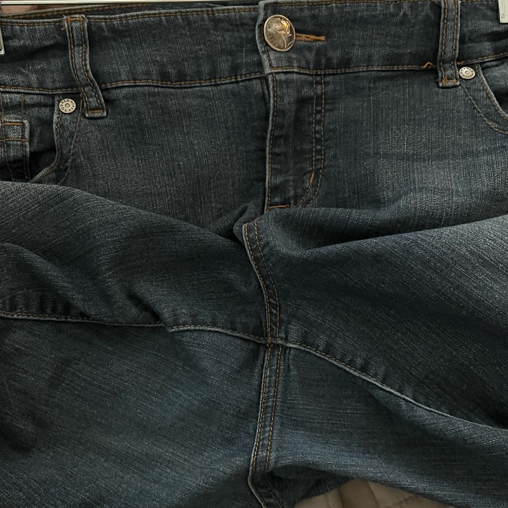 Torrid Plus Size 18 Dark Wash Distressed Skinny/Straight Jeans - Picture 9 of 11